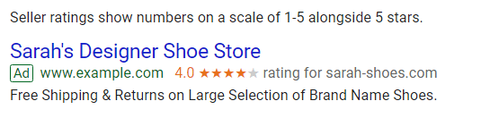 Star-ratings on Google Ads