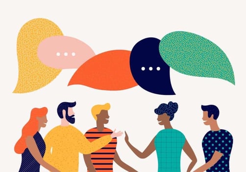 discuss social network, news, chat, dialogue speech bubbles get more more customer reviews