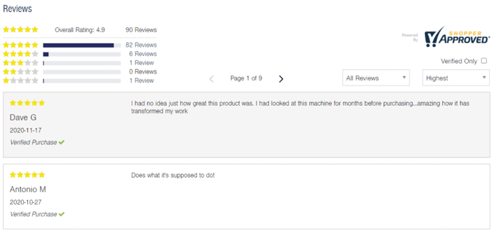 shopper approved old review page