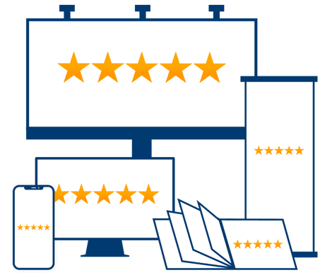 review stars on multiple device platforms