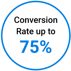 Conversion Rate up to 75%