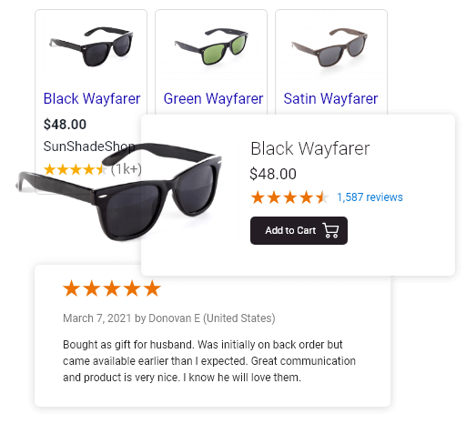 product reviews appear in google search