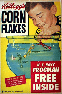 vintage corn flakes ad free frogman inside