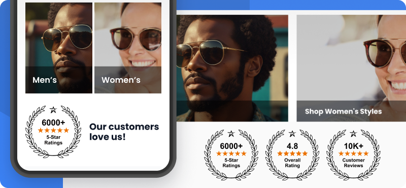 Review Badges sample on mobile and desktop