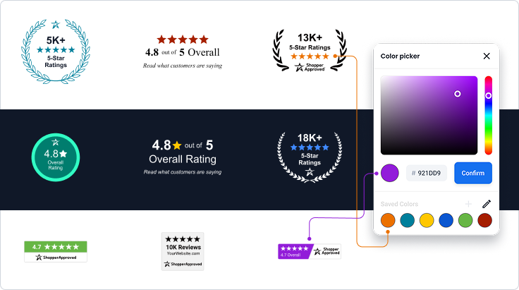 Review badges with color picker customization - best practices guide