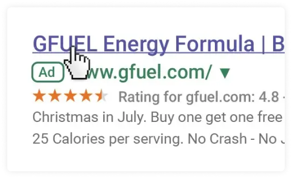 Gfuel SERP click through Rate