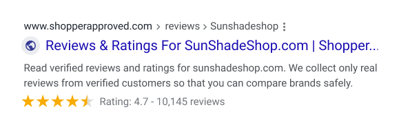 Seller ratings organic in google thumbnail