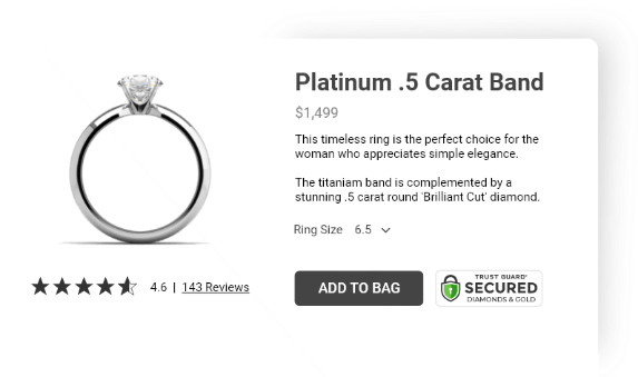 trust guard seal next to add to cart button