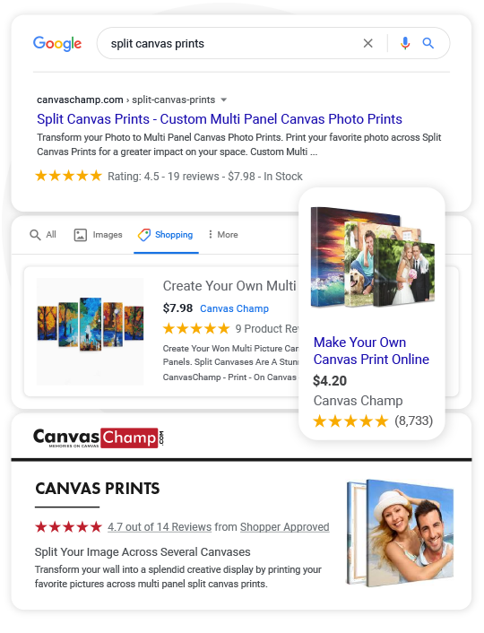 product ratings and reviews displayed in search