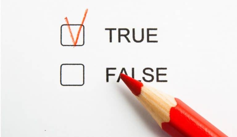 True or false - checked true with red pencil